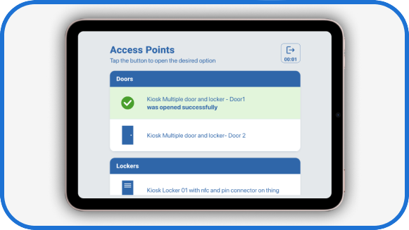 Kiosk app as a digital building access alternative to smartphone-based solutions.