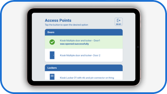 Kiosk app as a digital building access alternative to smartphone-based solutions.
