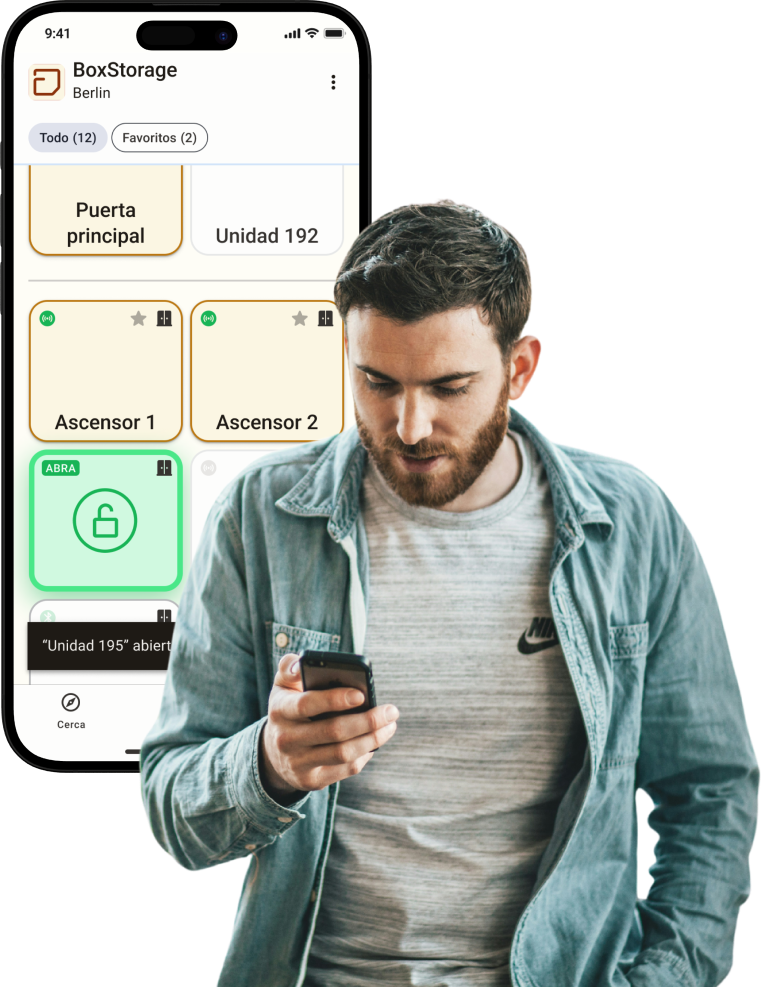 Person with phone and One Access UI